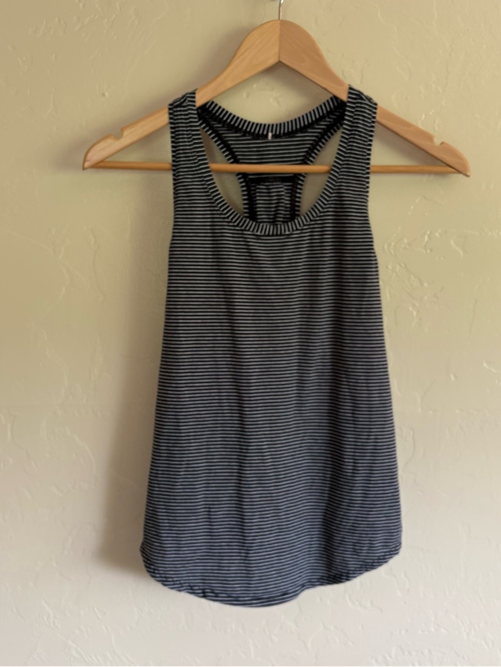 Lululemon Love Tank Hype Stripe Black White Pleated Racer Back Tank Top